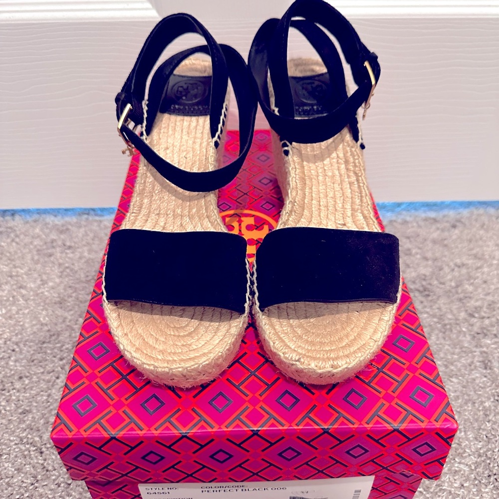 Tory Burch Espadrille Sandal 7.5 Black